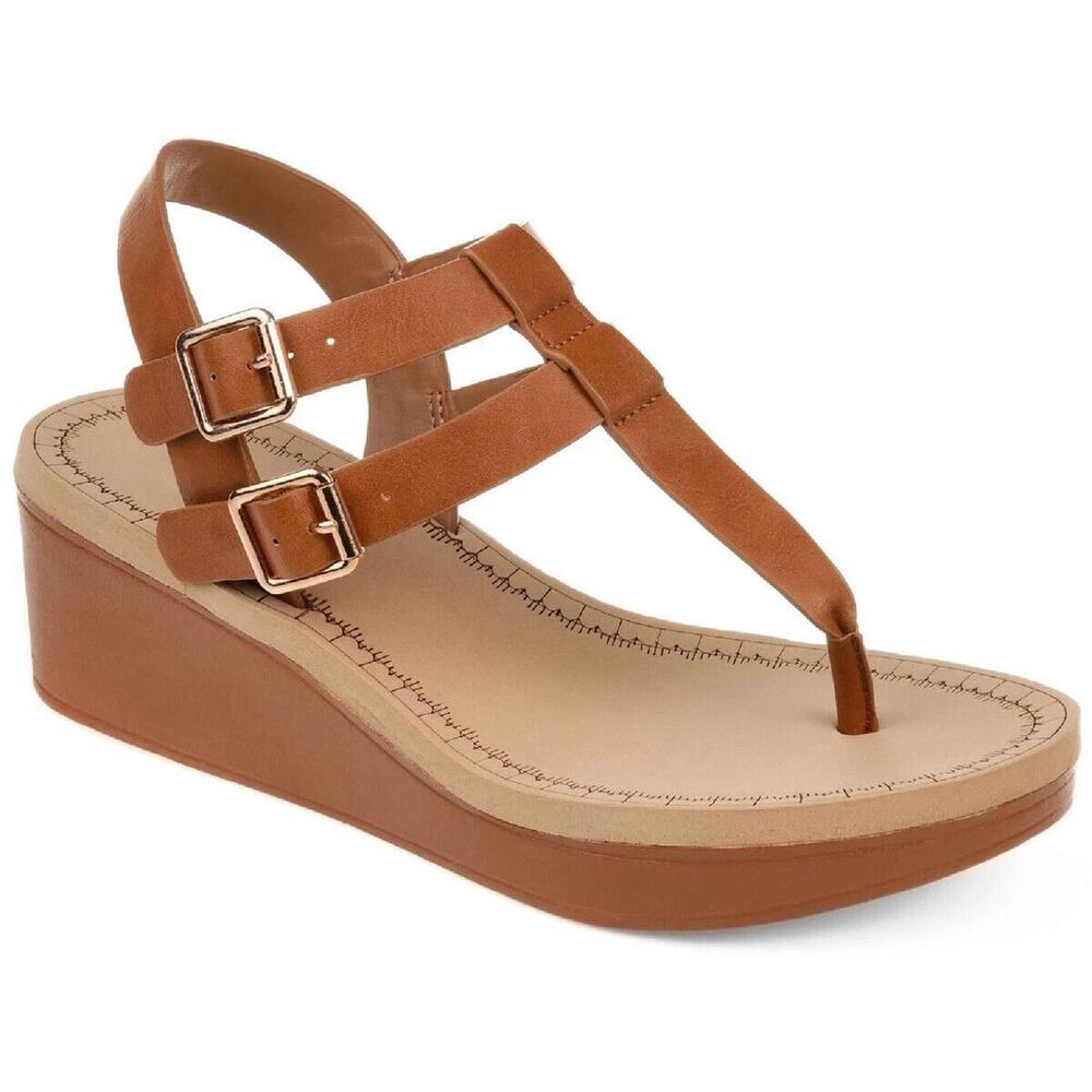 Journee Collection Womens Bianca Tan Wedges Shoes 9 Medium